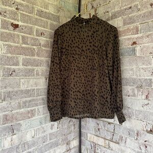 Leopard Print Long Sleeve Blouse